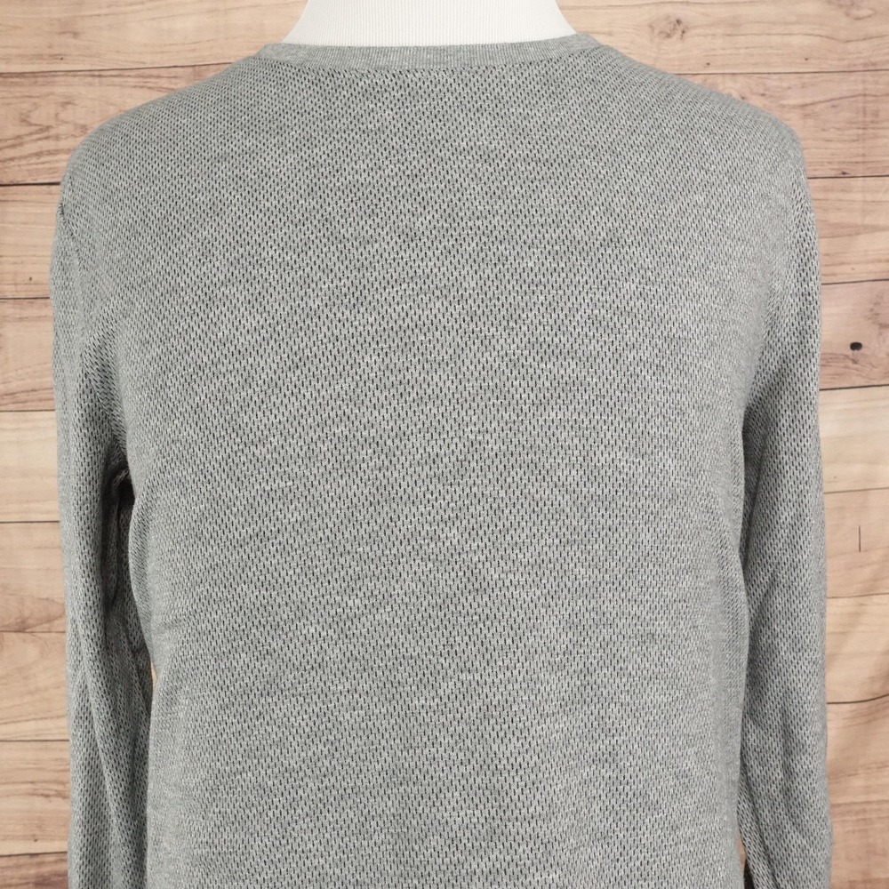 Express Shirt Mens L Gray Long Sleeve Thermal Knit Crewneck Tee T-Shirt
